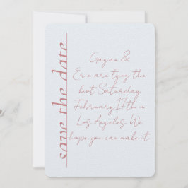 Convite Nota de amor rosa e azul empoeirada Salvar a Data