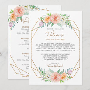 Convite Nota de Boas-Vindas de Casamento com Flor de Aquar
