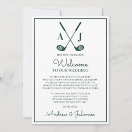 Convite Nota de Boas-Vindas de Casamento de Golfe Branco e