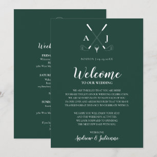 Convite Nota de Boas-Vindas de Casamento de Golfe com Mono