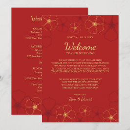 Convite Nota de Boas-Vindas do Casamento com Flor de Cerej