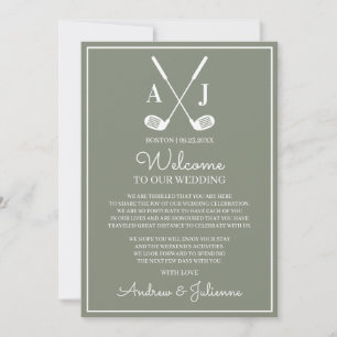 Convite Nota de Boas-Vindas para Casamento de Golfe em Ver