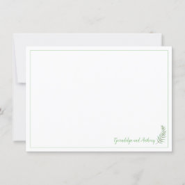 Convite Nota Plana Personalizada de Fern Verde e Branco