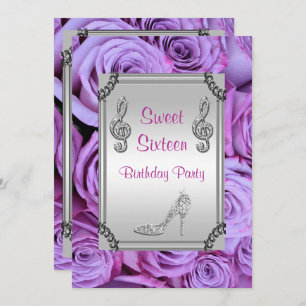 Convite Nota sobre música em diamante, Stiletto e Rosas Sw