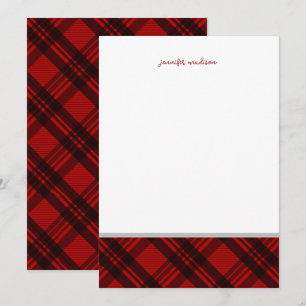 Convite Nota Xadrez Gingham Verde Turquesa Pastel Vermelho