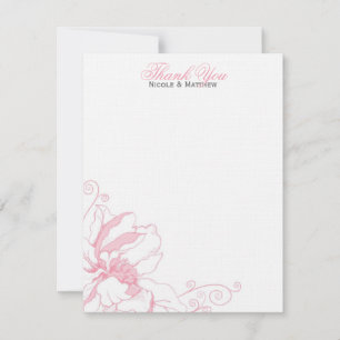 Convite Notas de Agradecimento de Casamento Planas com Flo