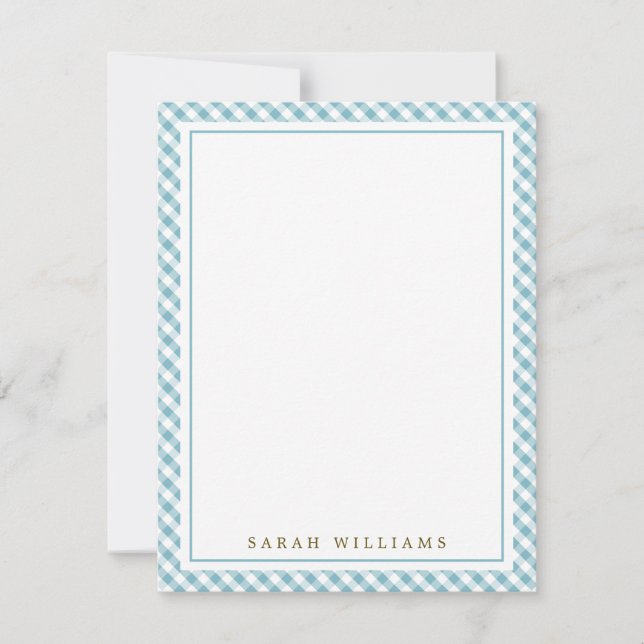 Convite Notas de agradecimento do Blue Gingham Flat (Frente)