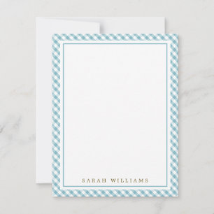 Convite Notas de agradecimento do Blue Gingham Flat