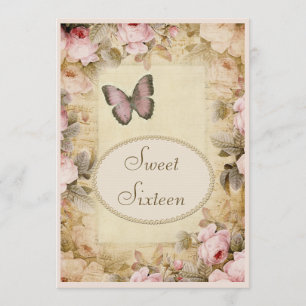 Convite Notas de borboleta e música dos Rosas de 16 Vinta