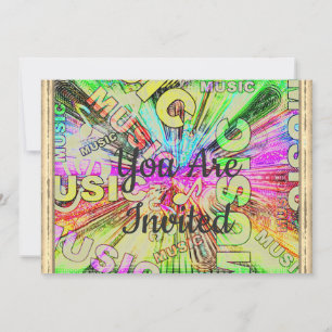 Convite Notas de música coloridas