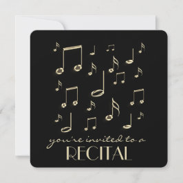 Convite notas de ouro faux recital de música
