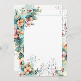 Convite Notas e flores de música aquáticas