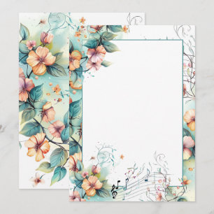 Convite Notas e flores de música aquáticas