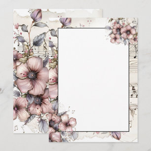 Convite Notas e flores de música aquáticas