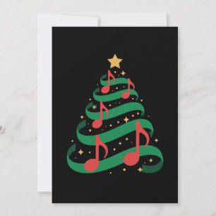 Convite Notas Musicais De Natal Árvore Estrela Melodia De