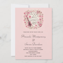 Convite Notas Musicais e Flores Casamento Estilo Vintage