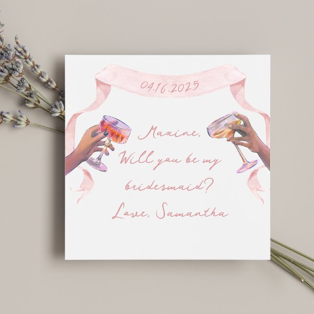Convite Notecard de Proposta de Bridesmaid Elegante manusc (Criador carregado)