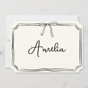 Convite Notecard Moderno de Arco de Nome Personalizado Man