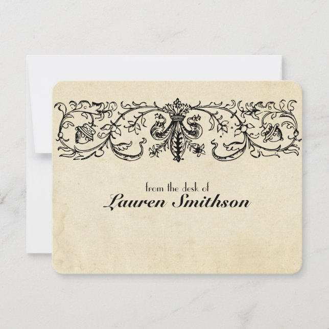 Convite Notecards personalizado Fleur preto (Frente)