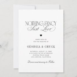 Convite Nothing Fancy Just Love Luxe Script Photo Wedding