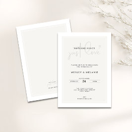 Convite Nothing Fancy Just Love Minimal Elegant Wedding