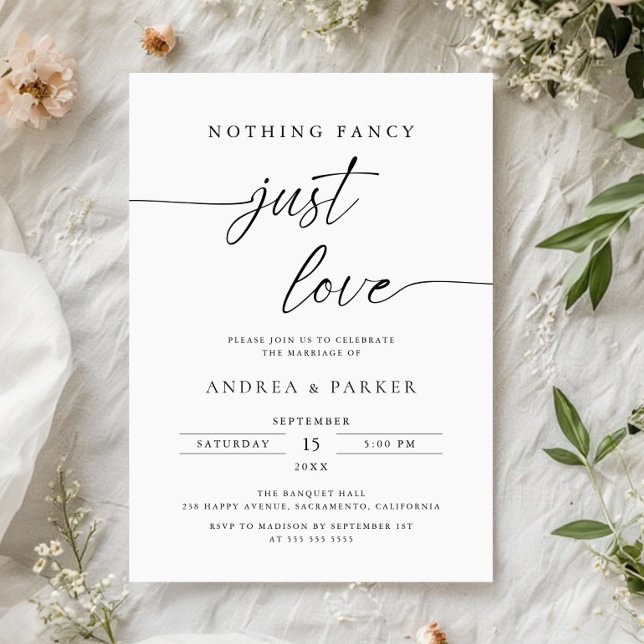 Convite Nothing Fancy Just Love, Minimalist Casual Wedding (Criador carregado)