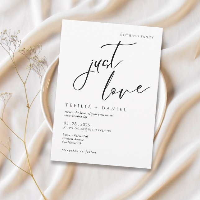 Convite Nothing Fancy Just Love Minimalist Elegant wedding (Criador carregado)