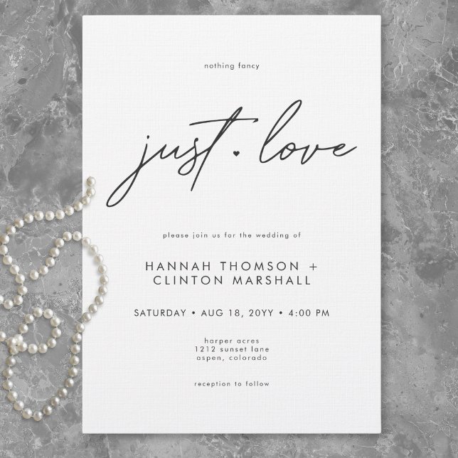 Convite Nothing Fancy Just Love Minimalist Wedding (Nothing Fancy Just Love Minimalist Wedding Invitation)