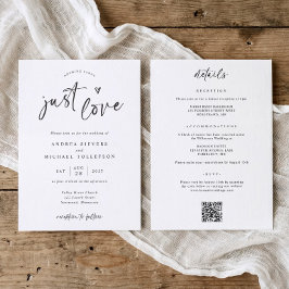 Convite Nothing Fancy Just Love Modern Handwriting Wedding