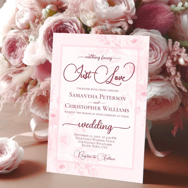 Convite Nothing Fancy Just Love Pink Peonies Boho Wedding (Criador carregado)