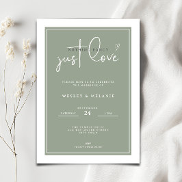 Convite Nothing Fancy Just Love Sage Green Elegant Wedding