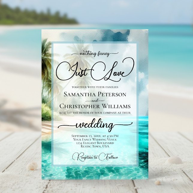 Convite Nothing Fancy Just Love Tropical Beach Wedding (Criador carregado)