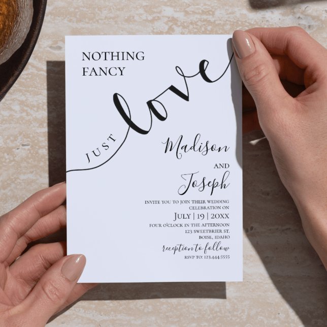 Convite Nothing Fancy Just Love, Wedding, Script, Simple (Criador carregado)