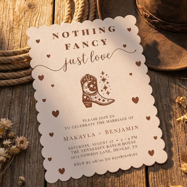Convite Nothing Fancy Just Love Western Rustic Wedding (Criador carregado)