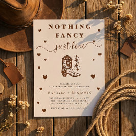 Convite Nothing Fancy Just Love Western Rustic Wedding