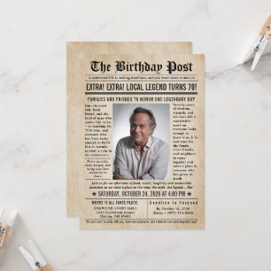 Convite Notícias de Aniversário de Jornal Vintage Homens 7