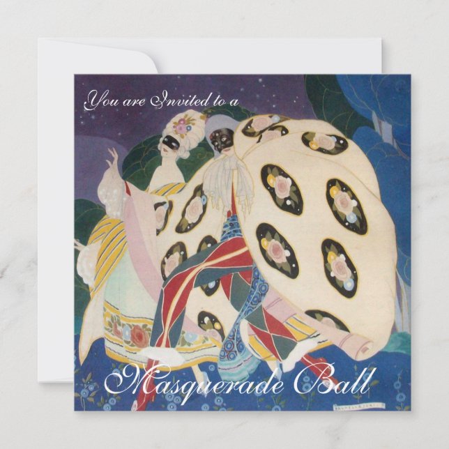 CONVITE NOTURNA COM MÁSCARAS, BOLA DE MASCARADA DE GRAS MA (Frente)