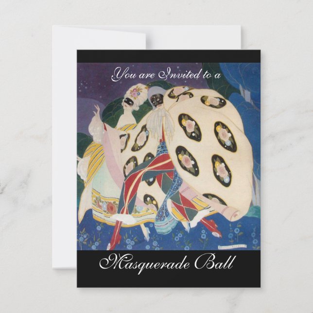 CONVITE NOTURNA COM MÁSCARAS, BOLA DE MASCARADA DE GRAS MA (Frente)