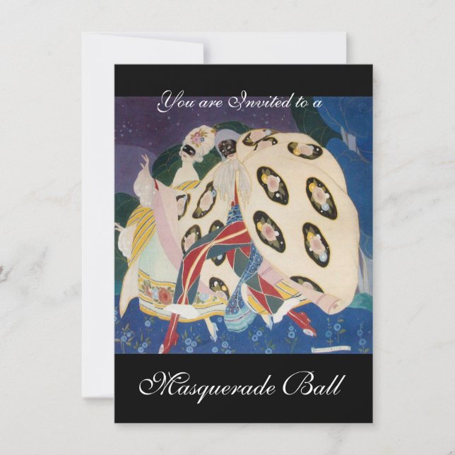 CONVITE NOTURNA COM MÁSCARAS, BOLA DE MASCARADA DE GRAS MA (Frente)