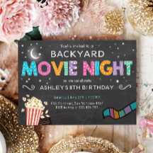 Convite Noturno De Filme Para O Aniversário Sob As