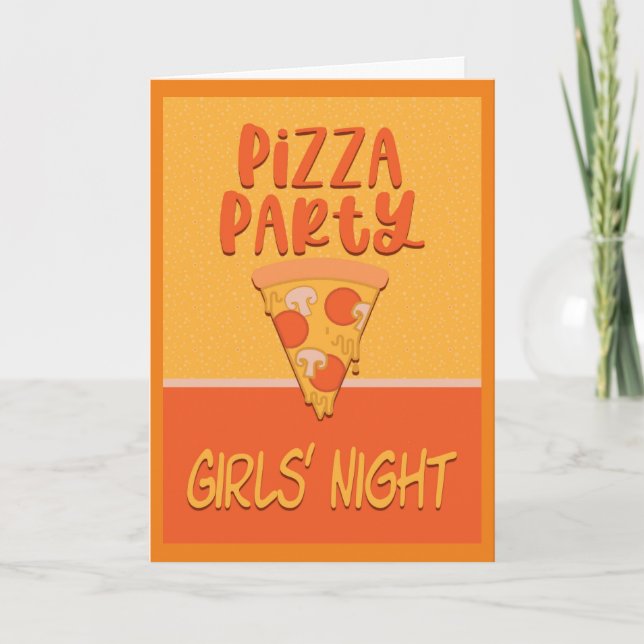 Convite Noturno Para Meninas De Pizza Party (Frente)