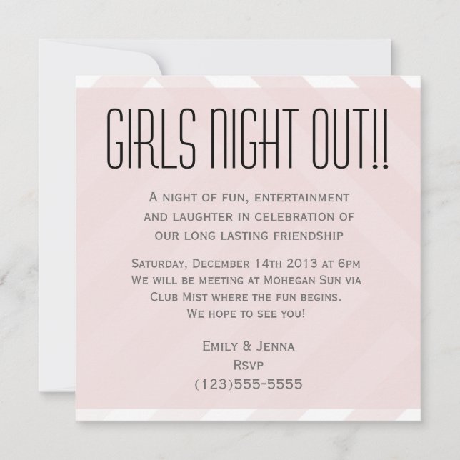 Convite Noturno Para Meninas Rosa Esmagadas (Frente)