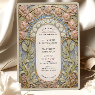 Convite Nouveau Casamento Rosa e Azul