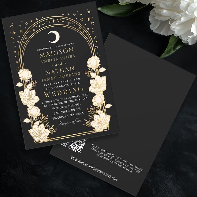 Convite Nouveau Código QR Nouveau Arch Celestial Negra Cas (Criador carregado)