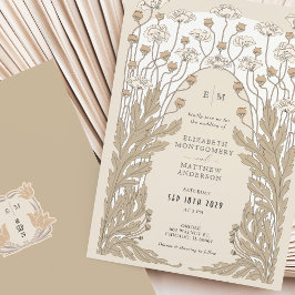 Convite Nouveau Nouveau Casamento Floral de Cream White Vi