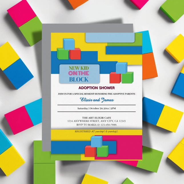 Convite Nova Criança No Chá de fraldas De Foster De Adoção (Criador carregado)