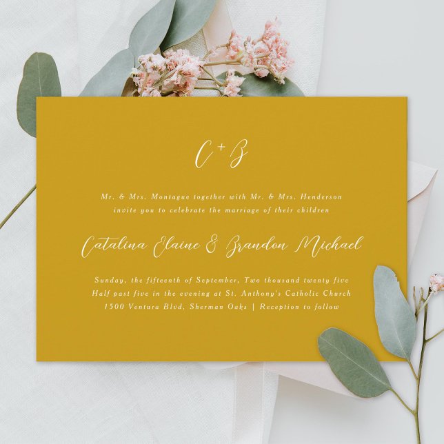 Convite Nova Elegibilidade Monograma Nomes Amarelos (Criador carregado)