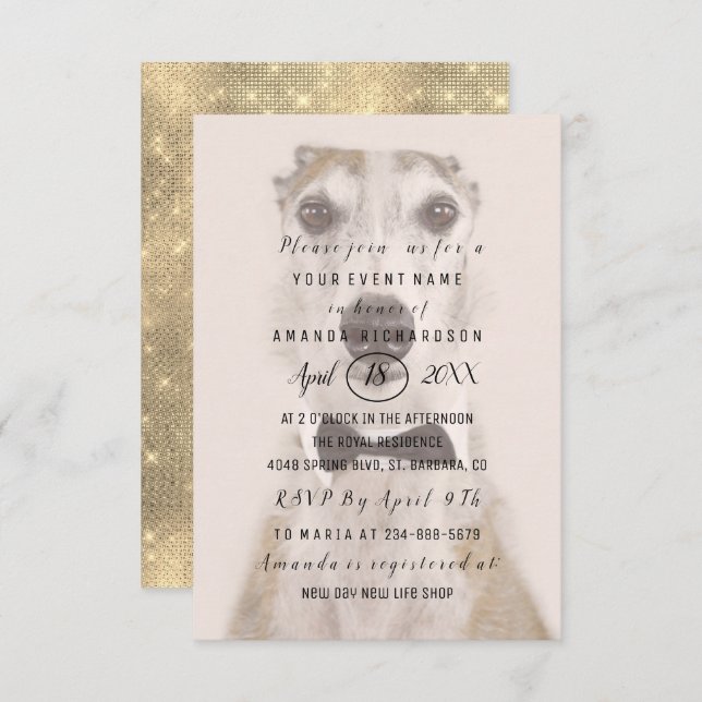 Convite Nova foto de cachorro de estimação  Dourado Sepia  (Frente/Verso)