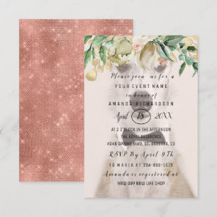 Convite Nova foto de cachorro de estimação Flores Rosa Dou