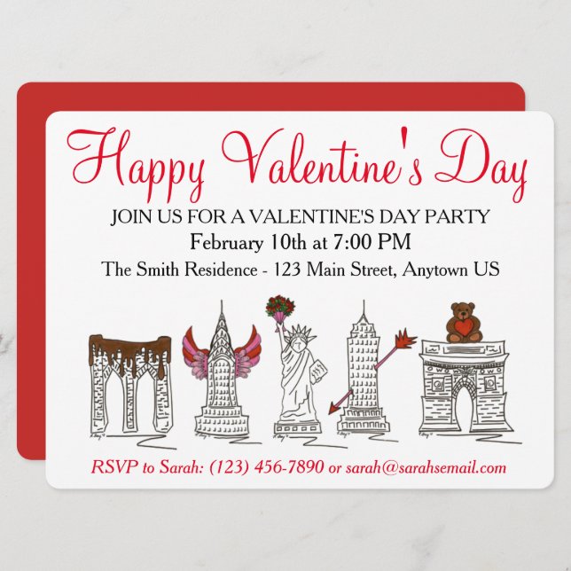 Convite Nova Iorque NYC - Dia de os namorados (Frente/Verso)